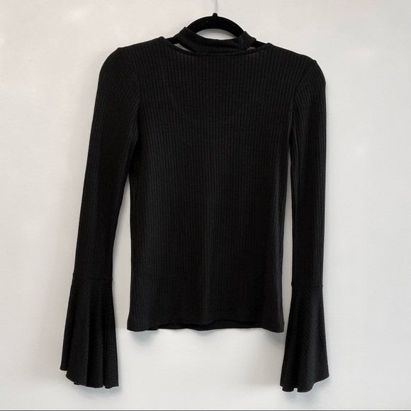 3 For $20 NWT ANOTHER STORY Ribbed Bell Long Sleeve Top With Choker - Picture 3 of 5
